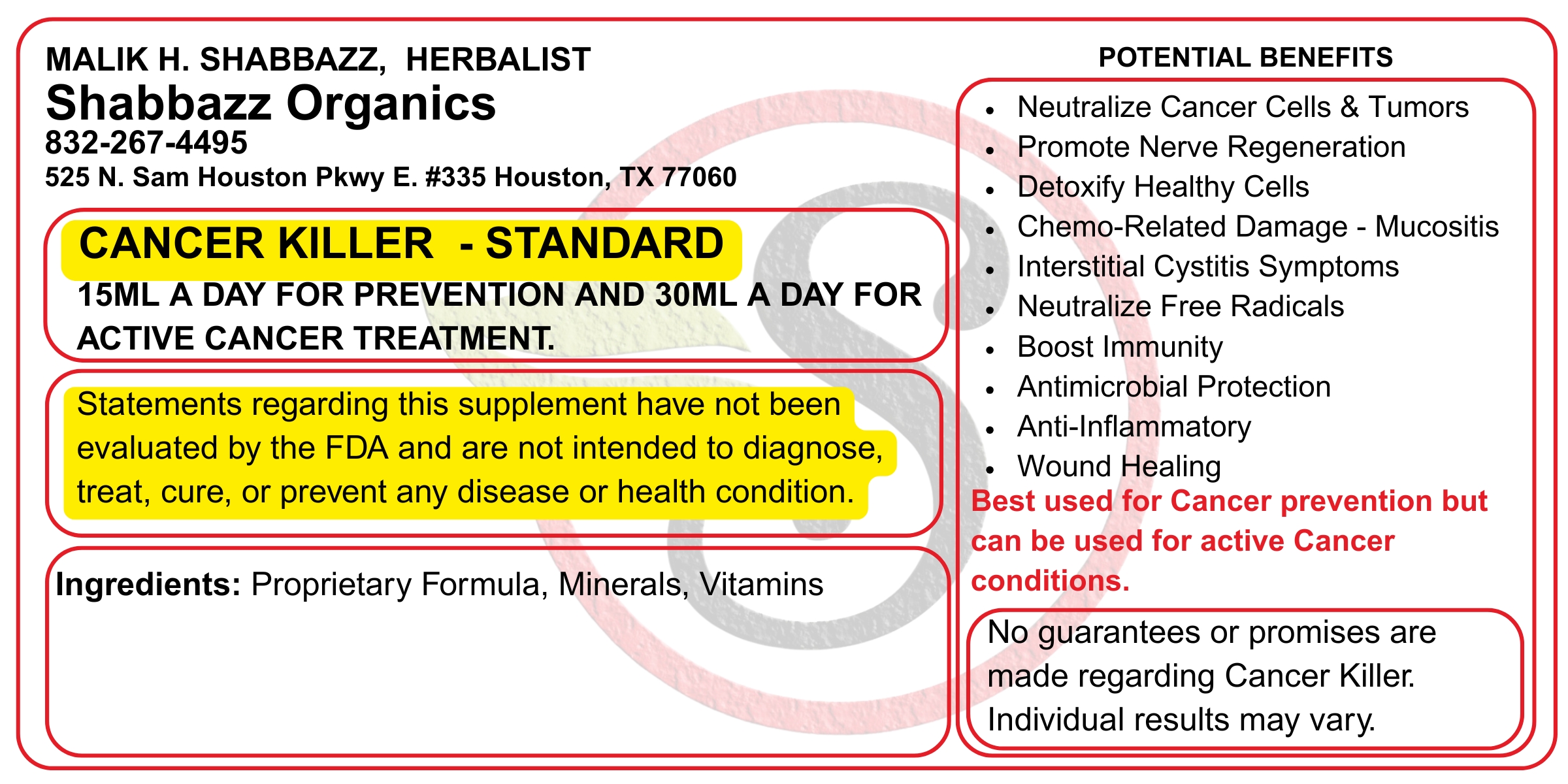 Cancer Killer Standard