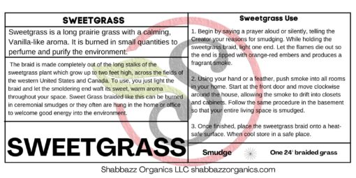Shabbazz Organics 24" Braided Sweetgrass