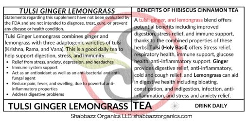 Tulsi Ginger Lemongrass Tea
